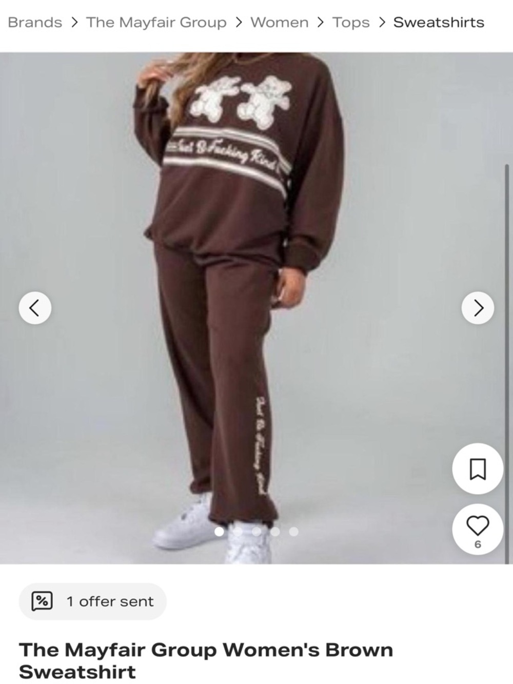 The Mayfair Group Sweatshirt and Joggers Set- JUST BE F KIND- one size - NWOT